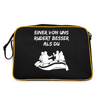 Rafting Wildwasserboot Lustiger Spruch Geschenk - Retro Tasche - Schwarz/Gold - Hinten