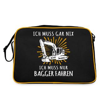 Baggerführer Bagger Baggerfahrer - Retro Tasche - Schwarz/Gold - Hinten