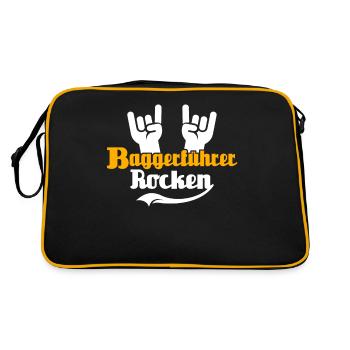 Baggerführer Bagger Baggerfahrer - Retro Tasche - Schwarz/Gold - Hinten