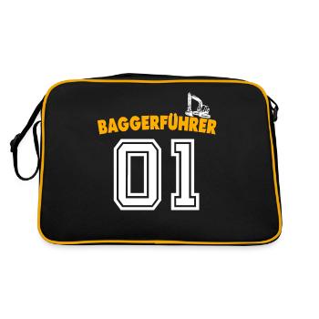 Baggerführer Bagger Baggerfahrer - Retro Tasche - Schwarz/Gold - Hinten