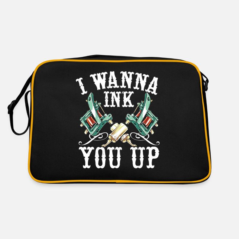 Ich will dich einfärben Tätowierer Tätowierung Tat - Retro Tasche - Schwarz/Gold