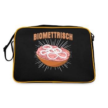 Mettbrötchen Biomettrisch Mettigel Mett - Retro Tasche - Schwarz/Gold - Hinten