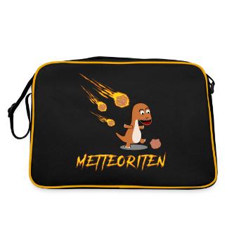 Mettbrötchen Hackfleisch Meteorit Mett - Retro Tasche - Schwarz/Gold - Hinten