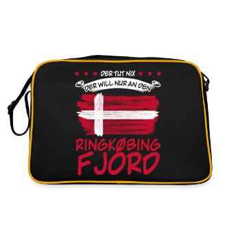 Ringkøbing Fjord lustig Dänemark - Retro Tasche - Schwarz/Gold - Hinten