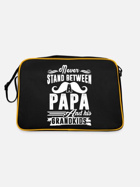 Father's Day Papa And His Grandkids - Retro Bag - black/gold - Back