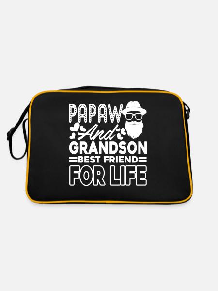 Father's Day Papaw And Grandson Best Friend - Retro Bag - black/gold - Back