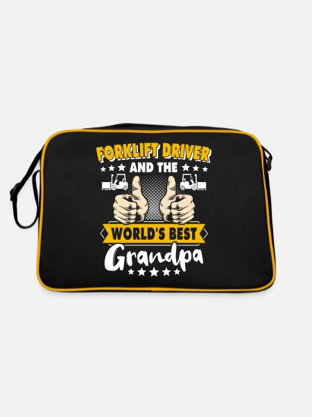 Gabelstapler Opa Staplerfahrer - Retro Tasche - Schwarz/Gold - Hinten