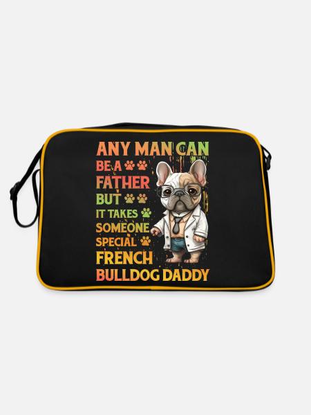 Bouledogue français Daddy Drôle de dicton - Sac Retro - noir/or - Dos