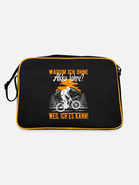 MTB ohne Akku - Fahrrad Radsport Mountainbike - Retro Tasche - Schwarz/Gold - Hinten