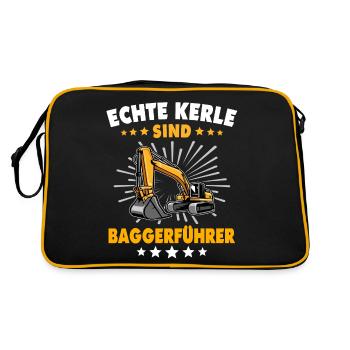 Baggerfahrer Bagger Fahren - Retro Tasche - Schwarz/Gold - Hinten
