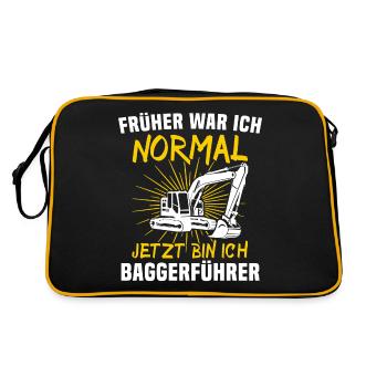 Baggerfahrer Bagger Fahren - Retro Tasche - Schwarz/Gold - Hinten