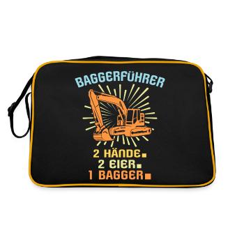 Baggerfahrer Bagger Fahren - Retro Tasche - Schwarz/Gold - Hinten
