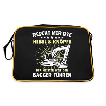 Baggerfahrer Bagger Fahren - Retro Tasche - Schwarz/Gold - Hinten