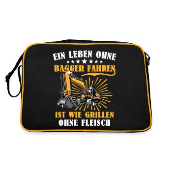 Baggerfahrer Bagger Fahren - Retro Tasche - Schwarz/Gold - Hinten