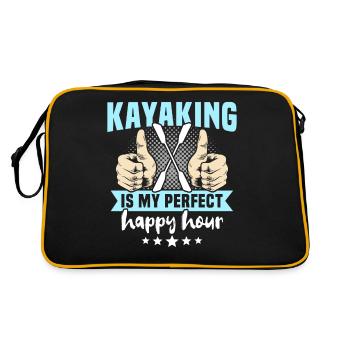 Kayaking Kayaker Kayak - Retro Tasche - Schwarz/Gold - Hinten