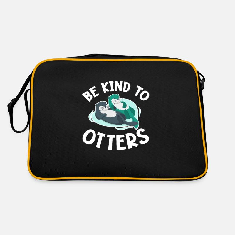 Otter Seeotter Fischotter Geschenk - Retro Tasche - Schwarz/Gold