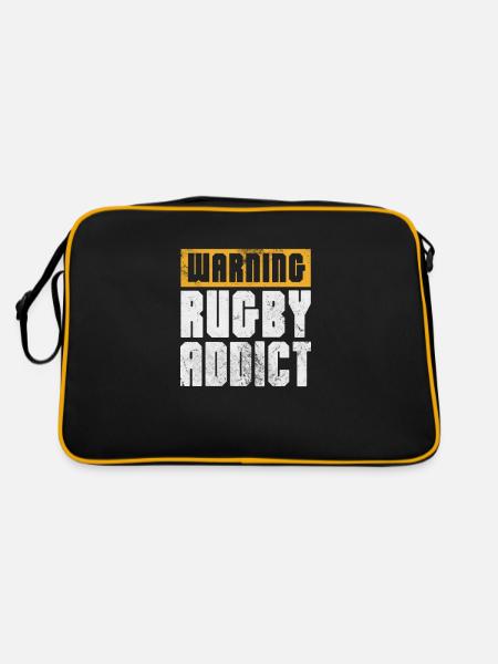 Rugby Verein Rugbyteam Football Sport Geschenk - Retro Tasche - Schwarz/Gold - Hinten
