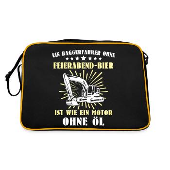 Baggerfuehrer Baggerfahrer - Retro Tasche - Schwarz/Gold - Hinten