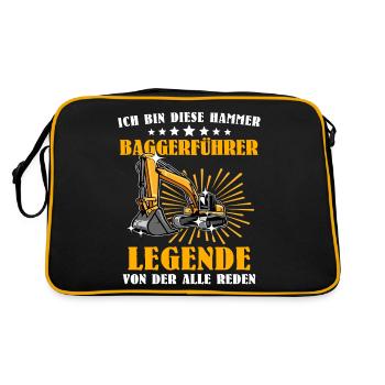 Baggerfuehrer Baggerfahrer - Retro Tasche - Schwarz/Gold - Hinten