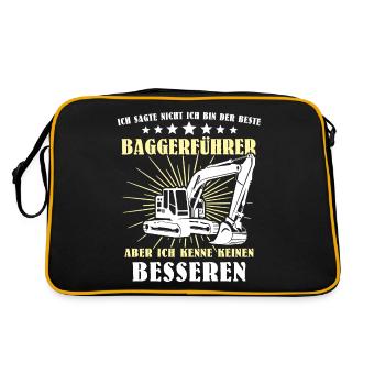 Baggerfuehrer Baggerfahrer - Retro Tasche - Schwarz/Gold - Hinten