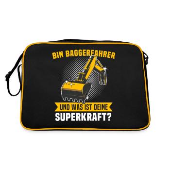 Baggerfuehrer Baggerfahrer - Retro Tasche - Schwarz/Gold - Hinten
