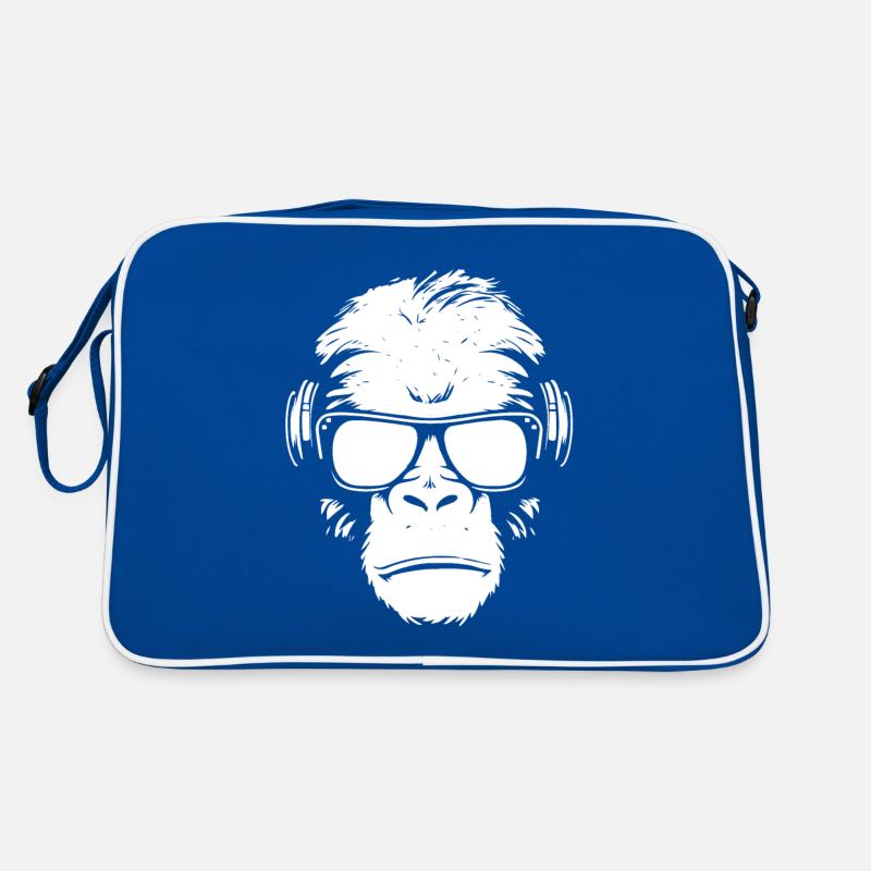 Singe cool avec lunettes de soleil et écouteurs Sac Retro