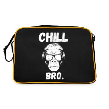 Chill Bro Affe mit Sonnenbrille Lustiges Outfit - Retro Tasche - Schwarz/Gold - Hinten