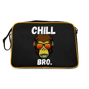 Chill Bro Affe mit Sonnenbrille Lustiges Outfit - Retro Tasche - Schwarz/Gold - Hinten