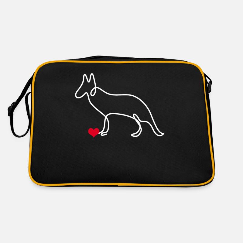 White Shepherd Dog Shepherd Dogs - Retro Bag - black/gold