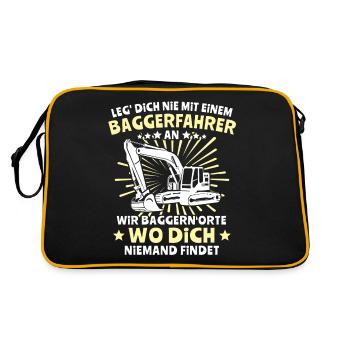 Baggerführer Bagger Baggerfahrer - Retro Tasche - Schwarz/Gold - Hinten