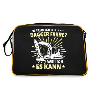 Baggerführer Bagger Baggerfahrer - Retro Tasche - Schwarz/Gold - Hinten