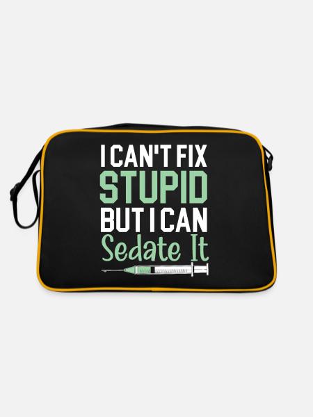 Ich kann Dummheit nicht heilen, aber ich kann sie - Retro Tasche - Schwarz/Gold