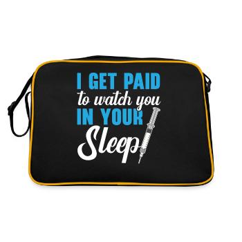 Ich werde dafür bezahlt, Sie im Schlaf zu beobacht - Retro Tasche - Schwarz/Gold - Hinten