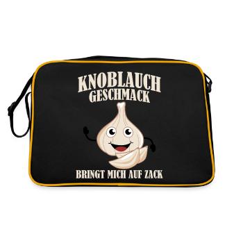 Knoblauch Knoblauchzehe - Retro Tasche - Schwarz/Gold - Hinten
