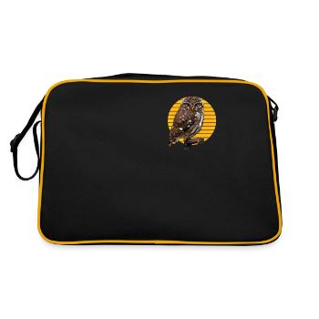 Eule Tierwelt Waldtier wildes Tier Motiv - Retro Tasche - Schwarz/Gold - Hinten