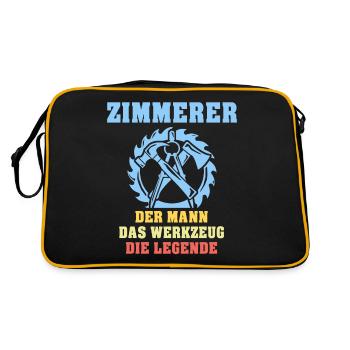 Zimmermann Zimmern Zimmerer - Retro Tasche - Schwarz/Gold - Hinten
