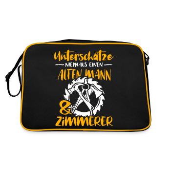Zimmermann Zimmern Zimmerer - Retro Tasche - Schwarz/Gold - Hinten
