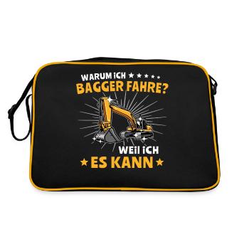 Baggerfuehrer Baggerfahrer - Retro Tasche - Schwarz/Gold - Hinten