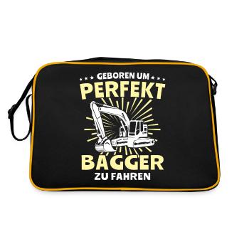 Baggerfuehrer Baggerfahrer - Retro Tasche - Schwarz/Gold - Hinten