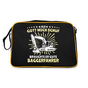 Baggerfuehrer Baggerfahrer - Retro Tasche - Schwarz/Gold - Hinten