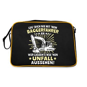 Baggerfuehrer Baggerfahrer - Retro Tasche - Schwarz/Gold - Hinten