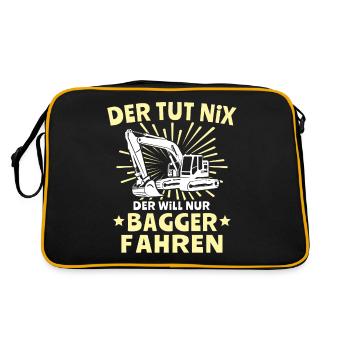 Baggerfuehrer Baggerfahrer - Retro Tasche - Schwarz/Gold - Hinten