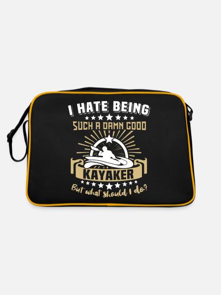 Kayaker Kayak Kayaking - Retro Bag - black/gold - Back