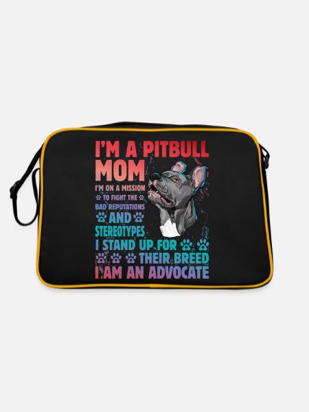 Pitbull drôle de dicton - Sac Retro - noir/or - Dos