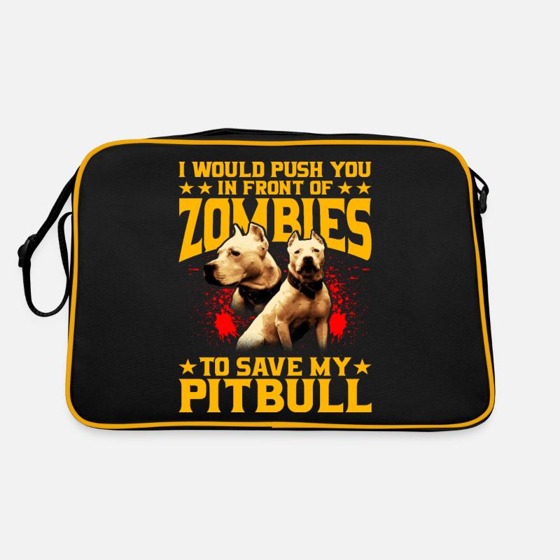 I would push you in front of zombies for pitbull - Retro Tasche - Schwarz/Gold