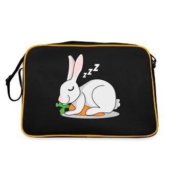 Hase mit Karotte schläft Hasen Kaninchen - Retro Tasche - Schwarz/Gold - Hinten