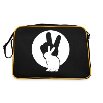Hasen Frieden Kaninchen Hase - Retro Tasche - Schwarz/Gold - Hinten