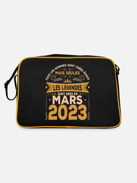 Millésime Né(e) Mars 2023 Cadeau Anniversaire - Sac Retro - noir/or - Dos