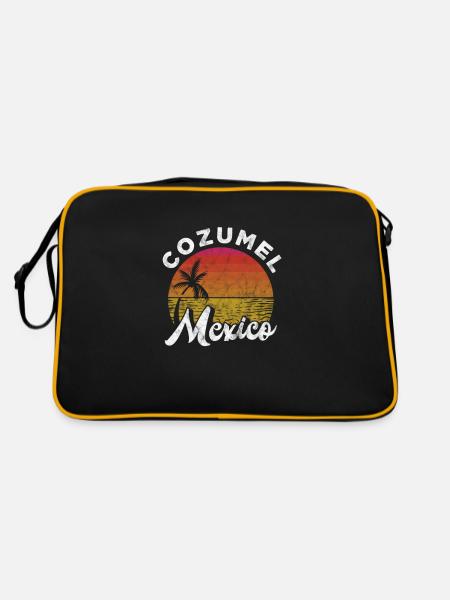 Mexiko Conzumel - Retro Tasche - Schwarz/Gold - Hinten