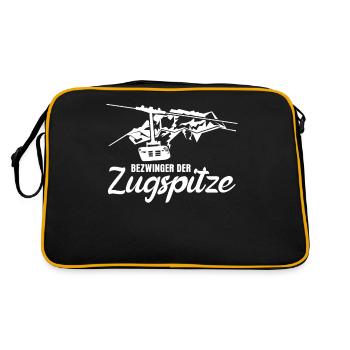Zugspitze Seilbahn Berge - Retro Tasche - Schwarz/Gold - Hinten